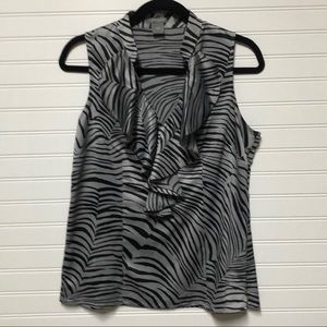 Ann Taylor black gray zebra print top